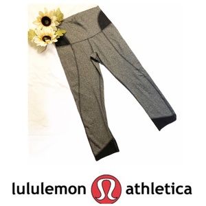 Lululemon Crop Women's Size 6 Black Devi Yoga Heathered Speckled Mesh Leggings